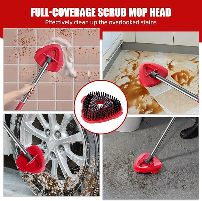 4 Pack Mop Replacement Heads Compatible with Oceda EasyWring 1-Tank System - Includes 1 Mop Scrub Brush Head1 Mop BaseMicrofiber Mop Refills Easy Cleaning Mop Head Replacement(White)