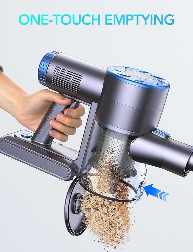 Greenote Cordless Vacuum Cleaner 21KPa Lightweight Vacuum Cleaner with Wall Mount &amp LED Brush Ultra Quiet Stick Vacuum Cleaner for Hard Floors Pet Hair