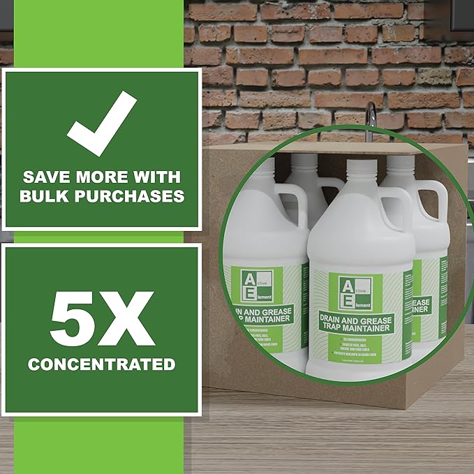 Drain and Grease Trap Maintainer- 1 Gallon (128 Treatments) - Biological Formula - Breaks Down Fats Oils and Grease - Grease Trap Treatment Drain Deodorizer Septic Sewers