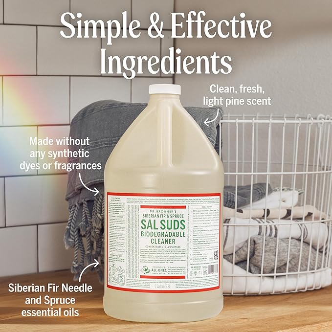 Dr. Bronner's - Sal Suds Biodegradable Cleaner (1 Gallon) - All-Purpose Pine Cleaner for Floors Laundry and Dishes Concentrated Cuts Grease and Dirt Powerful Formula