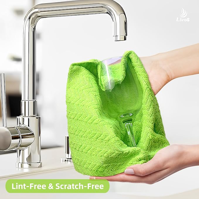 LIVOS Microfiber Cleaning Cloth Roll - 80 Pack Reusable Paper Towels Microfiber Towels for Cars Super Absorbent Lint Free Cleaning Rags for House Kitchen Window-Wave Green 11.5x11.5