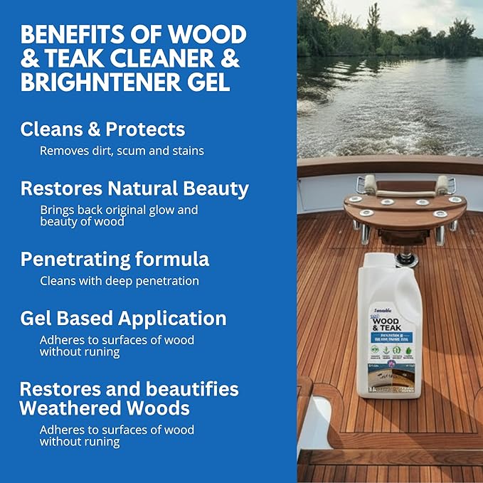 EcoDecors Loveable 2 in 1 Wood &amp Teak Cleaner and Brightener Gel 1 L for Outdoor Use Cleans Renews and Refreshes Outdoor Wood