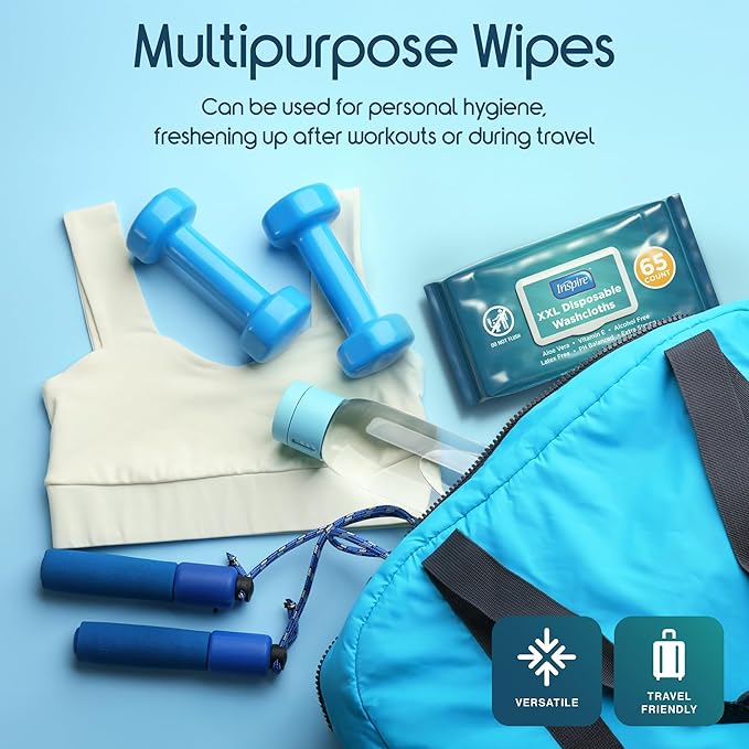 Inspire Adult Wet Wipes Wash Cloths for Incontinence &amp Cleansing for Elderly 8x13 (780 Count)