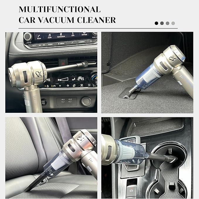 Cordless Handheld Car Vacuum Cleaner – Powerful 25000PA Suction 3-Speed Brushless Motor Mini Portable 4-in-1 Vacuum &amp Blower for Car Home Office Pet Hair