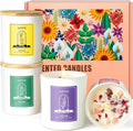 AOOVOO Rose/Vanilla/Eucalyptus/Lavender Scented Candles for Women - Aromatherapy Candle with Crystals Inside 40oz Soy Candles for Home Scented Birthday Gifts Mothers Day Candle for Women Mom