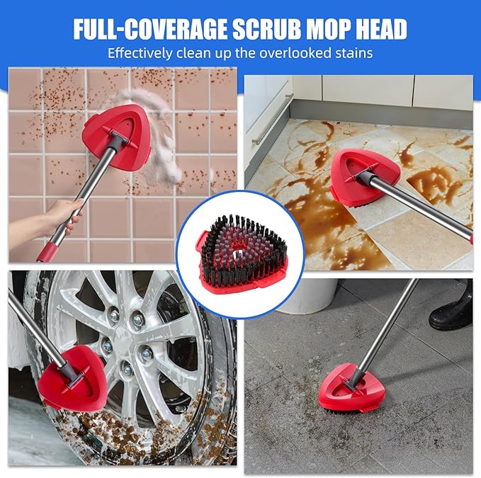 4 Pack Spin Mop Replacements Heads Microfiber Compatible with Oceda RinseClean 2-Tank System Includes 1 Gray Mop Scrub Brush 1 Mop Base 4 Easy Cleaning Mop Heads Blue Color