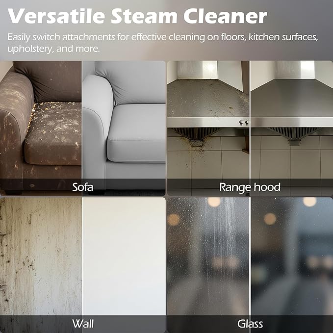 1500W Handheld Steam Cleaner 1.2L 266℉ High Temperature Pressurized Steamer 6 Speeds 3.5Bar Intelligent Touch Panel &amp Spray Gun Control Portable Steam Cleaner for Home