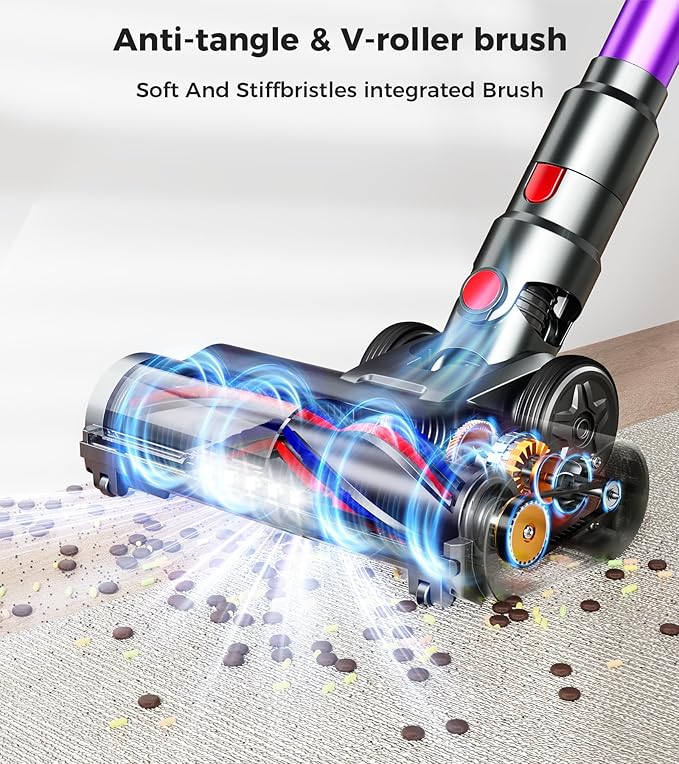 Cordless Vacuum Cleaner 550W/45Kpa/60Mins Stick Vacuum Anti-Tangle Vacuum Cleaners for Home with Self-Standing LDE Display 8-in-1 Wireless Vacuum for Carpet Pet Hair Hardfloor