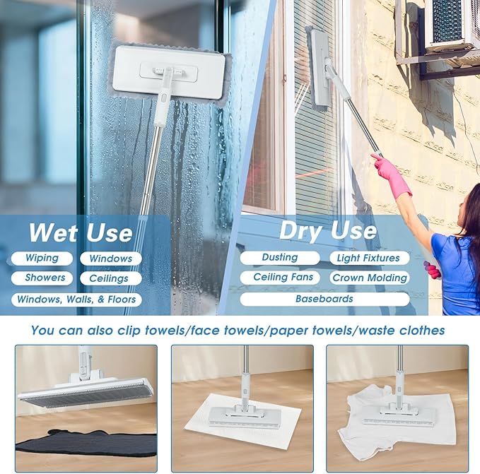 Mini Mop - Instant Touch-Free Cloth Change Convenient Cloth Changing Mini Mop with Locking Head Lazy Zero Touch Mini Mops Wet and Dry for Kitchen House