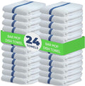Towels N More 24 Pack 16x19 Bar Mop Towels High Absorbent Cotton Reusable Kitchen Towels - Quick Drying Towels for Chef Cook Home Restaurant Bar Glass Cleaning Towels (24 Blue Stripe)