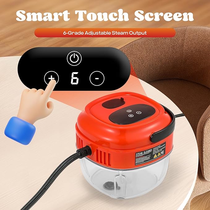 Moongiantgo Handheld Steam Cleaner 2500W High Pressure 1.5L Steamer for Cleaning Portable Steam Cleaner for Home Kitchen Bathroom Steam Cleaner for Car Detailing Grout Tile (Red)