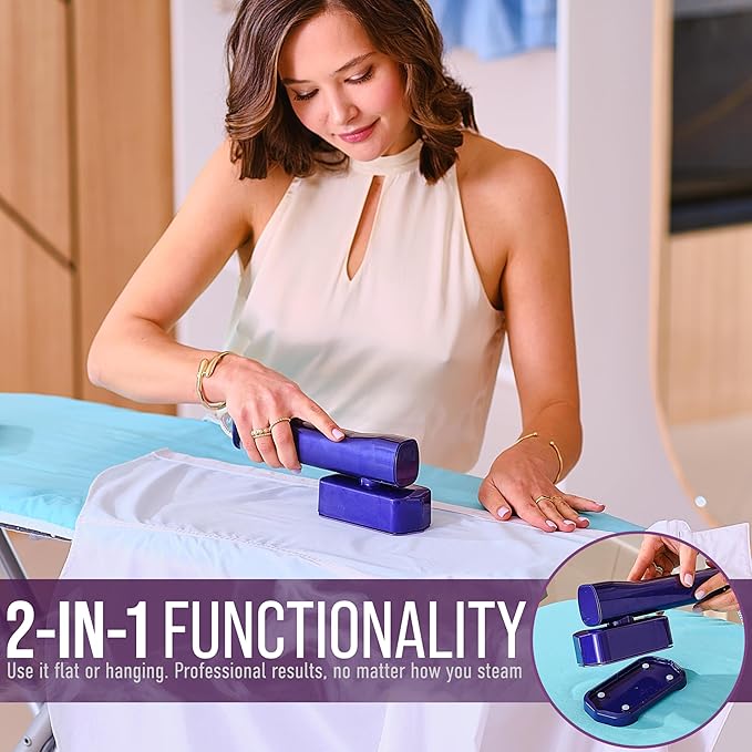 Mini Steam Iron &amp Travel Garment Steamer – 1200W Portable Wrinkle Remover Handheld Clothes Steamer 20s Fast Heating 4 Modes Compact Folding Design Fabric Steamer for Home &amp Travel–Purple