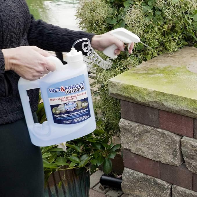 Wet &amp Forget Outdoor Moss Mold Mildew &amp Algae Stain Remover Multi-Surface Cleaner Ready to Use 64 Ounce