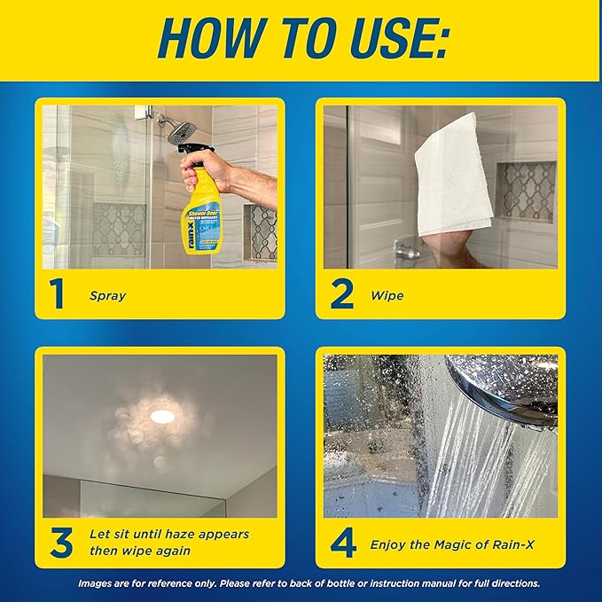 Rain-X 630542 Shower Door Water Repellent Protects Glass Shower &amp Doors From Soap Residue And Hard Water Stains Leaving Your Bathroom Beautiful (Pack of 2)
