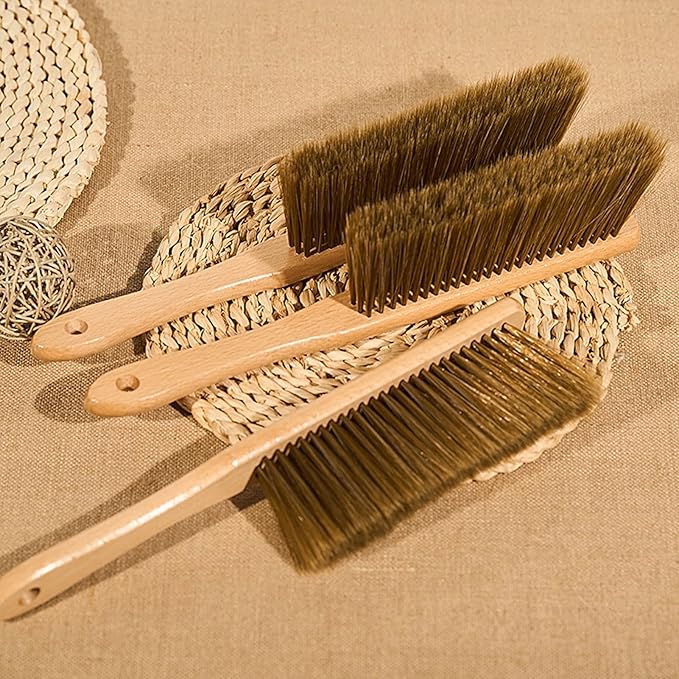 Hand Broom 2 Pcs Wood Drafting Brush Bristles are Neat and Dense Bench Brush Extended Handle for Comfortable Grip