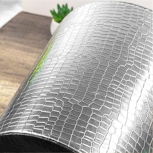 Leather Trash Can Decorative Waste Basket 10L Capacity Small Waste Paper Basket Waterproof Garbage Can for Bathroom Bedroom Office Kitchen and Living Room - Silver