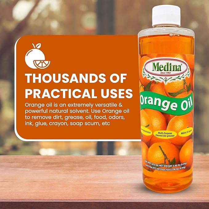 Medina Orange Oil Cleaner &amp Degreaser Concentrate - All Purpose Orange Oil Cleaner Cabinet Cleaner Degreaser Wood Degreaser for Kitchen Cabinets Ideal for Mopping Floors &amp Automotive - 32oz