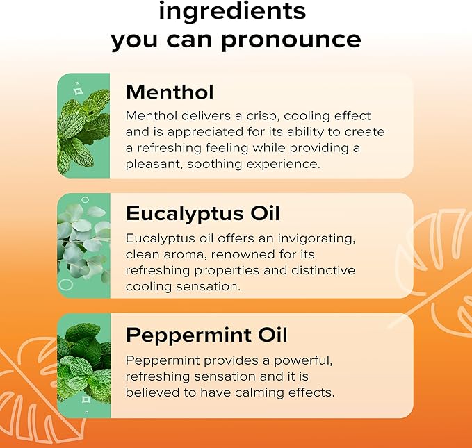BoomBoom Nasal Stick | Vapor Flow Technology | Cool Refreshing Sensation | Natural Mood Boost | Simple Ingredients | Essential Oils + Menthol Inhaler (Mint Wintermint Tropical Spearmint)