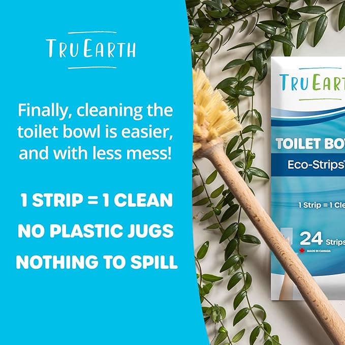 Tru Earth Toilet Bowl Cleaner Eco-Strips | Plastic Jug-Free Septic-Safe for Cleaning | Easy to Use | 24 Strips
