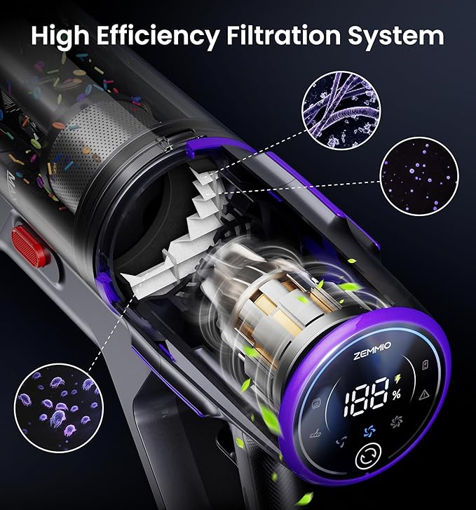 Cordless Vacuum Cleaner650W 55KPA 90Mins Vacuum Cleaners for Home with Self-StandingSmart DisplayV-Shaped Anti-Tangle BrushWall Mount ChargingCordless Stick Vacuum for HomeFloorsCarpetPet Hair