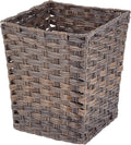 mDesign Small Woven Basket Trash Can Wastebasket - Square Garbage Container Bin for Bathrooms Kitchens Home Offices Craft Laundry Utility Rooms Garages - Espresso Brown