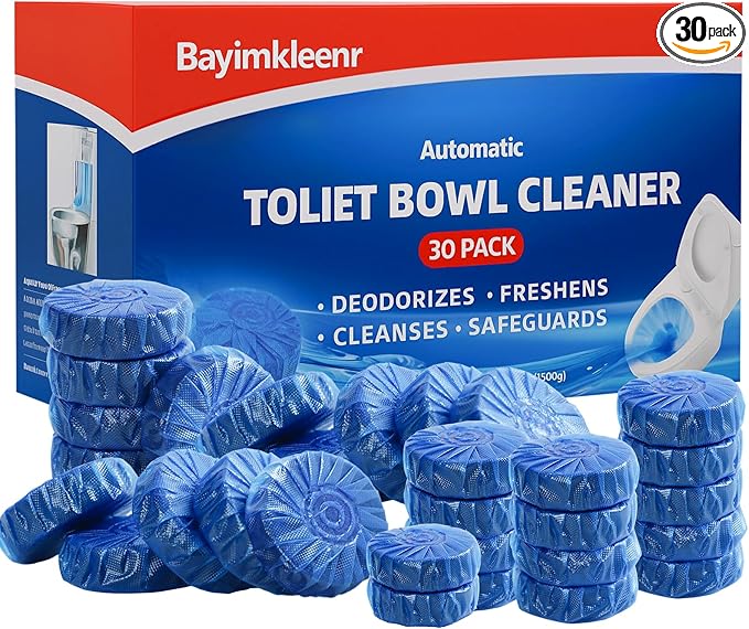 Automatic Toilet Cleaner Tablets Septic Tank Safe Removes Hard Water Rings and Stains Deodorizes Fresh Scent Toilet Tank Cleaner for Bathroom-(30 PACK)