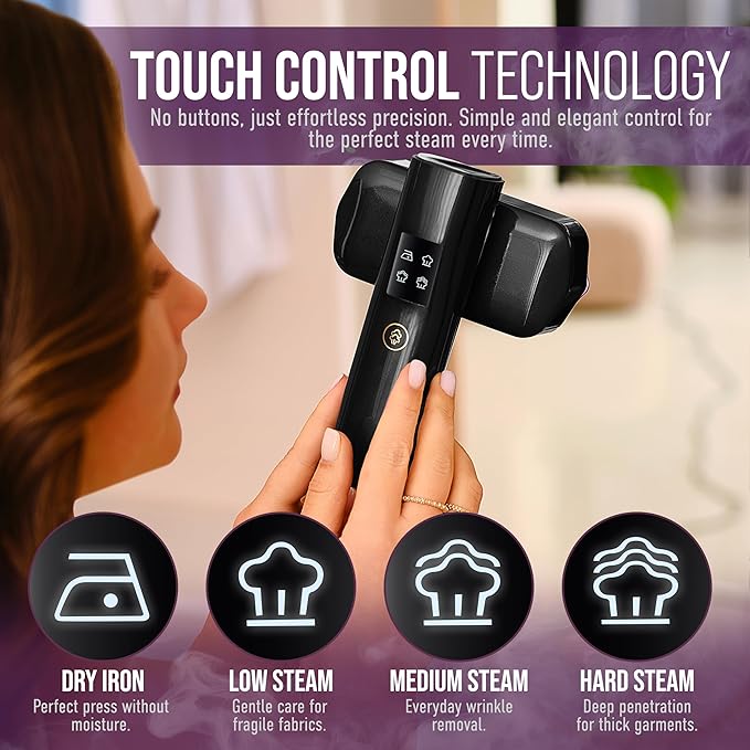 Travel Garment Steamer &amp Mini Steam Iron – 1200W Handheld Clothes Steamer 4 Modes 20s Fast Heating Wrinkle Remover for Home &amp Travel Portable Fabric Steamer for Clothing &amp Bedding – Bla