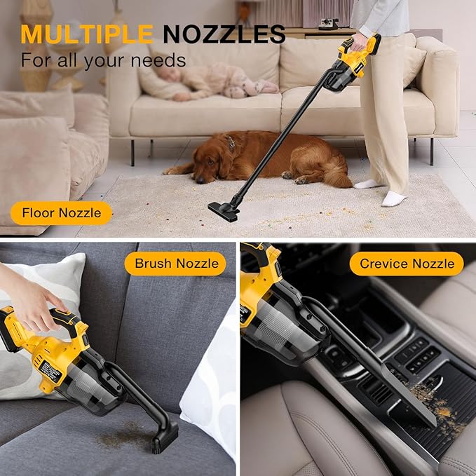 Cordless Vacuum Cleaner for Dewalt 20V MAX Battery Handheld Vacuum Cleaner for Home Car Hardwood Floor Carpet Portable Shop Vacuum with Washable HEPA Filter(Battery Not Included)