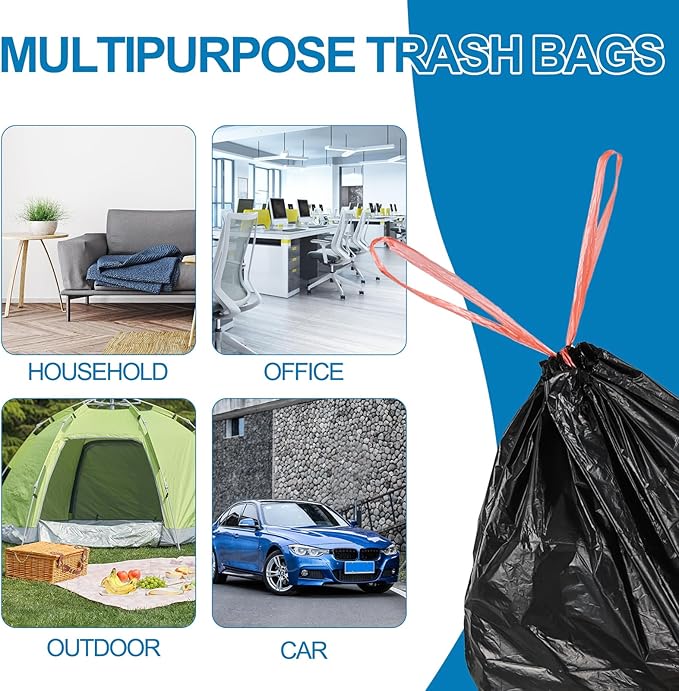Begale 8 Gallon Drawstring Trash Bags Black 110 Counts