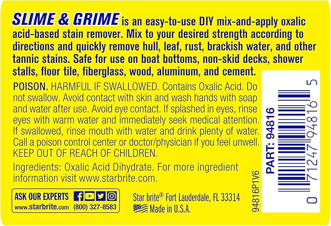 STAR BRITE Stain Remover Concentrate – Makes 5 Gallons – Removes Tarnish Rust and Tough Stains on Fiberglass Metal Wood Cement Tile Decks and More