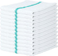 Arkwright Bar Mop Towels Pack of 12 100% Cotton Kitchen Dishcloths Absorbent Quick Dry Cleaning Cloths for Restaurant Bar and Home Kitchen 16 x 19 in White/Green