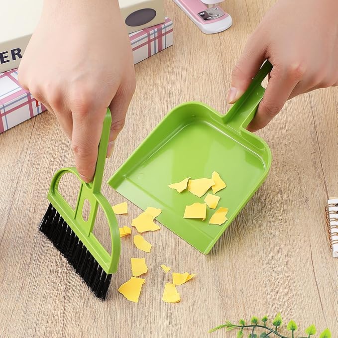 Healifty 18 Pack Mini Dust Pan and Brush Set Small Broom and Dustpan with Handle for Pets Kids Desk Home Camping Hand Cleaning Supplies