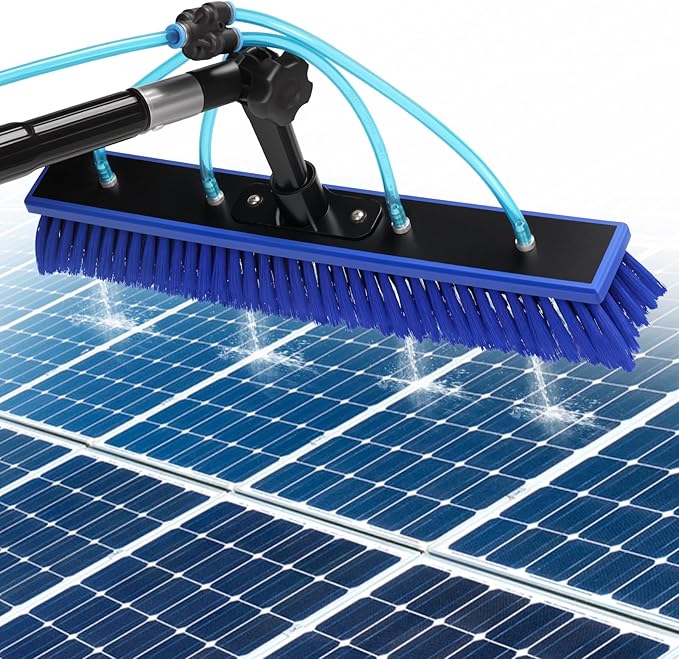 Water Fed Pole Kit 26 FT Length Adjustable Solar Panel Window Cleaning Brush and Pole 4-26ft Aluminium Pole Window Washing Kit for Cleaning Windows Solar Panels and Roof
