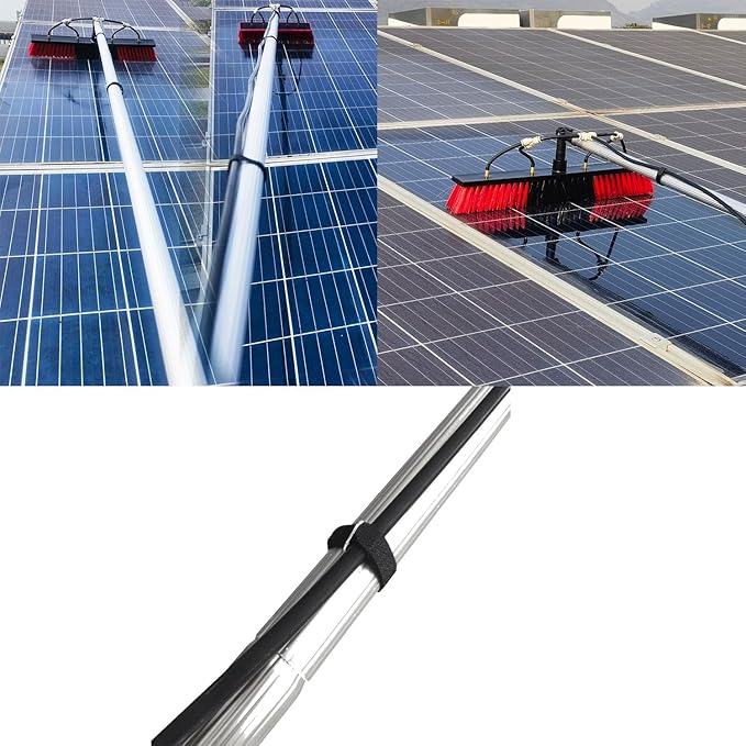 Telescopic Water Fed Cleaning Brush with 180° Rotating Head – Extendable Up to 6M for Effortless Outdoor Window Glass &amp Solar Panel Cleaning 3M