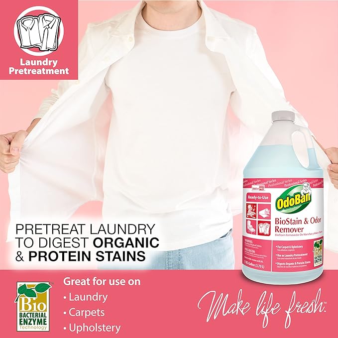 OdoBan Professional Cleaning and Odor Control Solutions Ready-to-Use Biostain and Odor Remover Made in the USA 4 Gallons