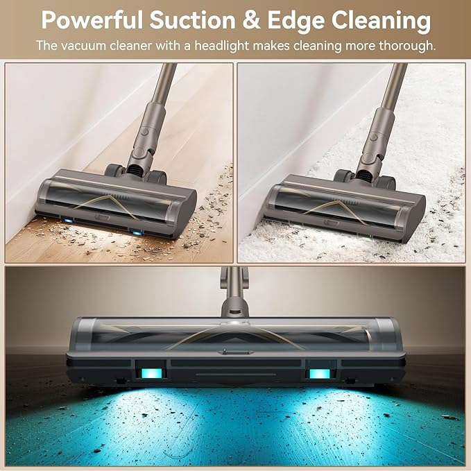DREAME Z10-W Cordless Vacuum Cleaner with Self-Emptying Base (90 Days) Powerful Suction Tangle-Free Brush for Pet Hair 60min Runtime HEPA Filtration Cordless Stick Vacuum for Carpets &amp Hardfl