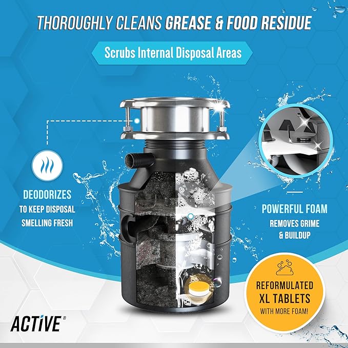ACTIVE Disposal Cleaner and Mold Stain Remover Gel - Includes 24pk Disposal Cleaning Tablets and 7oz Mildew Stain Remover Gel