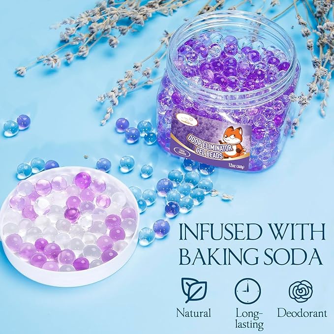 Odor Eliminator Gel Beads 12 oz 6 Pack Air Freshener Beads for Home &amp Car Pet Neutralizes Odors for Bathroom Closet Pet Area &amp RVs Long-Lasting Natural Fresh Lavender