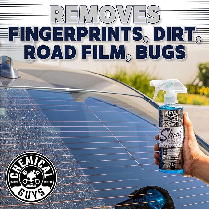 Chemical Guys CLD300 Streak Free Glass &amp Window Cleaner (For Glass Windows Mirrors Nav. Screens &amp More Car &amp Home) Ammonia Free &amp Safe on Tinted Windows 128 fl oz + ACC151 Spray