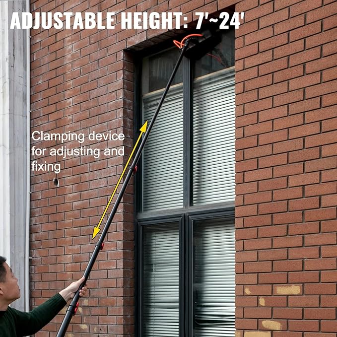 Retractable Brush Cleaning Portable Water Fed Pole Kit Outdoor Window Cleaner Window Glass Solar Panel Cleaning System - Angle Adjustable10.8m/36ft
