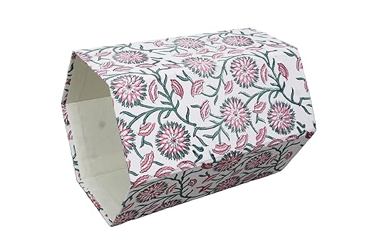 Handmade Cotton Paper Waste Basket Stylish Trash Can for Home or Office (1 White Pink SUNFLOWAR)