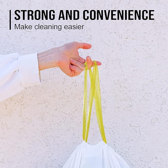 8NET 13 Gallon Kitchen Drawstring Trash liners Bags | 0.8 Mil | 24 x 27 - 100 Count Per Box (Box of 2) | Kitchen Home Office Bedroom Garbage Bags | Lemon Fresh Scent | White