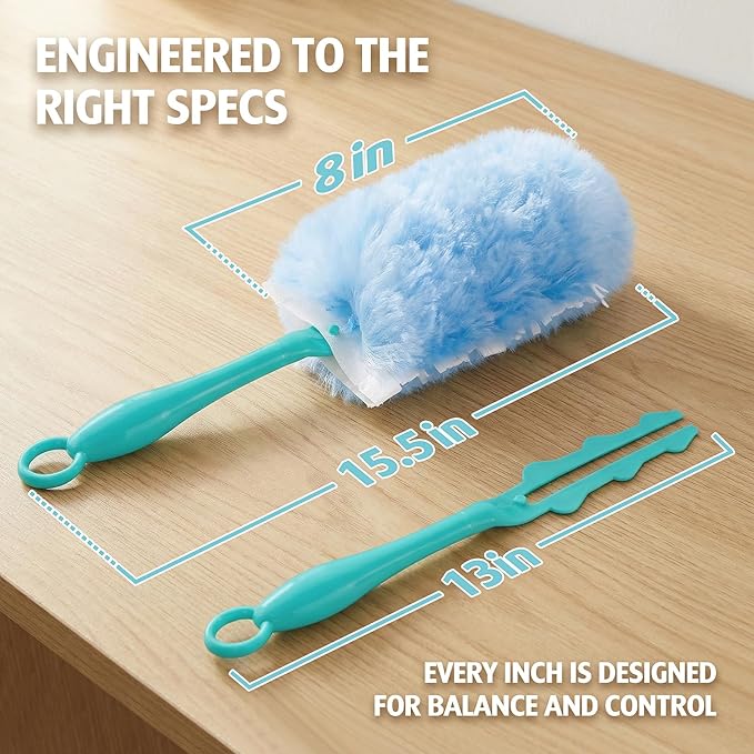 Duster Refill for Swiffer Duster 30 Count Heavy Duty 2 Side 360° Duster Refills with 1 Handle 4X Microfibers Disposable Multi Surface Dusters for Cleaning