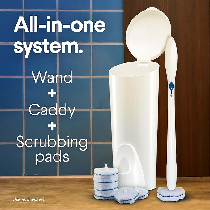 Clorox ToiletWand Disposable Toilet Cleaning System Spring Cleaning Essential ToiletWand Storage Caddy and 16 Disinfecting ToiletWand Scrubbing Pad Refills