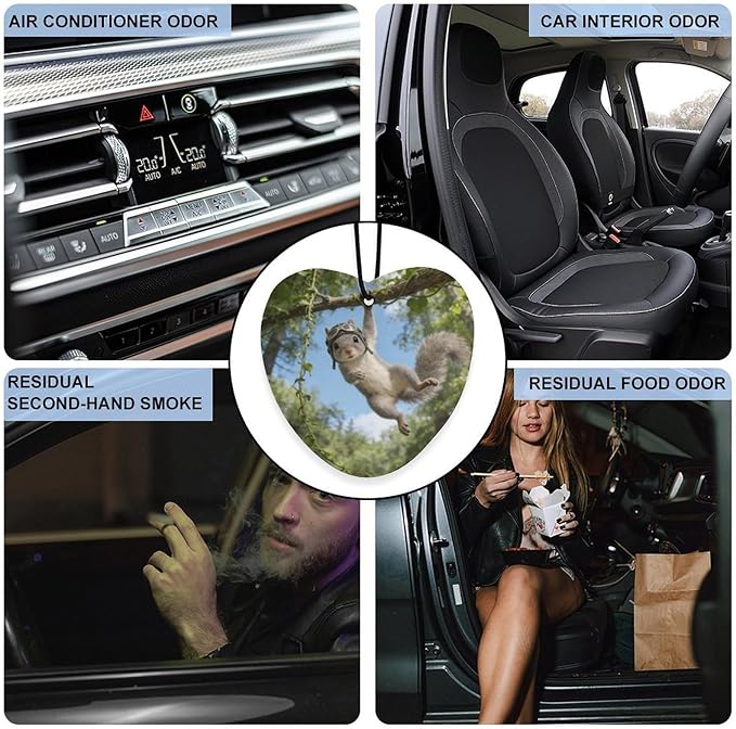 5PCS Car Air Freshener Hanging Personalized Double Sided Squirrel Swinging Car Fresheners Long Lasting New Cars Scents Cute Automotive Freshies for Closets Drawers (tea)