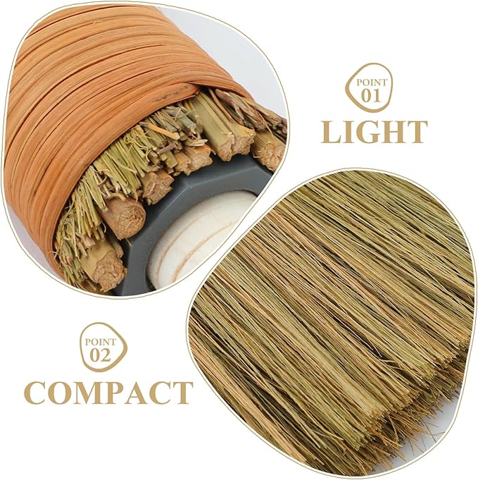 Generic 2pcs Handmade Soft Bristle Straw Broom Set with Detachable Handle for Living Room Cleaning for Dust Removal Delicate Surfaces