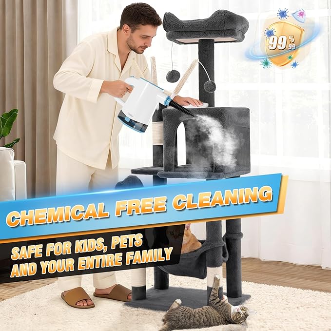 Handheld Steam Cleaner for Home Pressurized 15s Instant Heat Steam Cleaner 500ml Removable Water Tank &amp Self-Clean Portable Multi-Surface Steamer for Cleaning Kitchen Bathroom Car Floor