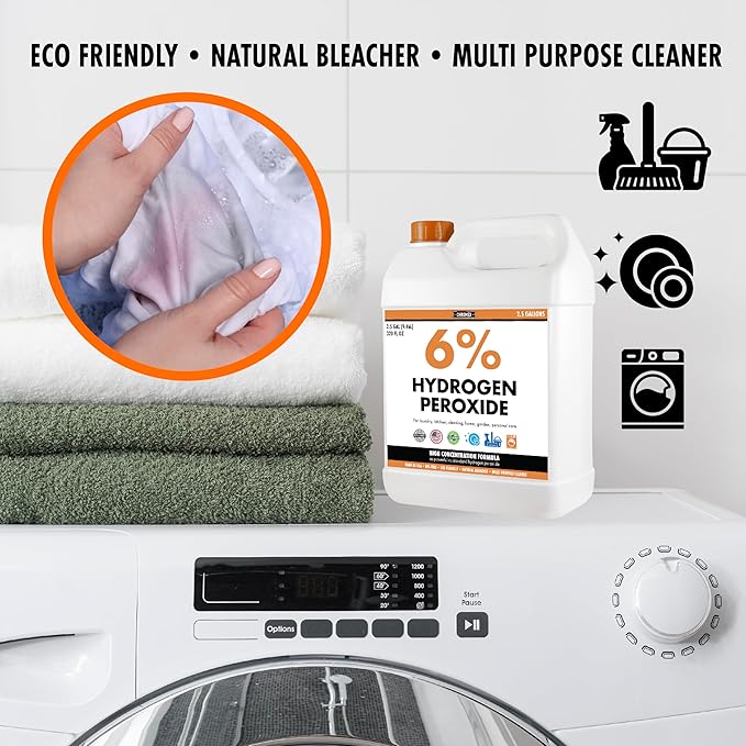 Chromex 6 Percent Hydrogen Peroxide Food Grade Home Kitchen Bath Cleaner Laundry Whitening 2.5 Gallons