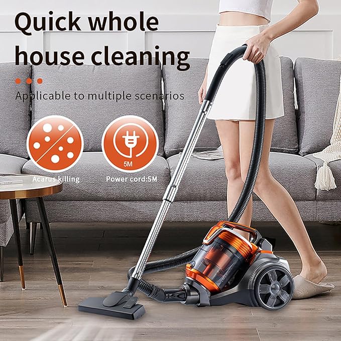 Cylinder Bagless Vacuum Cleaner 3600W Powerful Carpet Cleaner Machines 1.8 Litre Capacity Vacuum Cleaner for Home Use Floor Grout Tile Couch Carpet Car