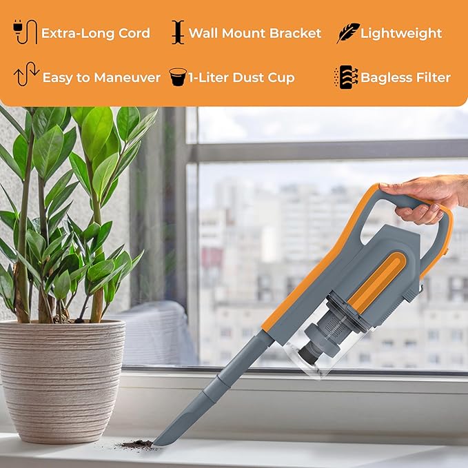 Koblenz Atlas Stick Vac 3-in-1 Cyclonic Vacuum Cleaner HEPA Filtration 600W Motor 1 L Dust Cup Long Corded Stick Vacuum for All Surfaces SVK-160